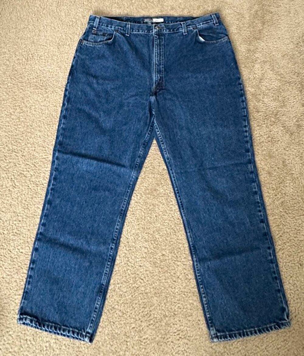 St Johns Bay Mens Easy Fit Jeans 44x28 Actual Blue Relaxed Straight 100 Cotton